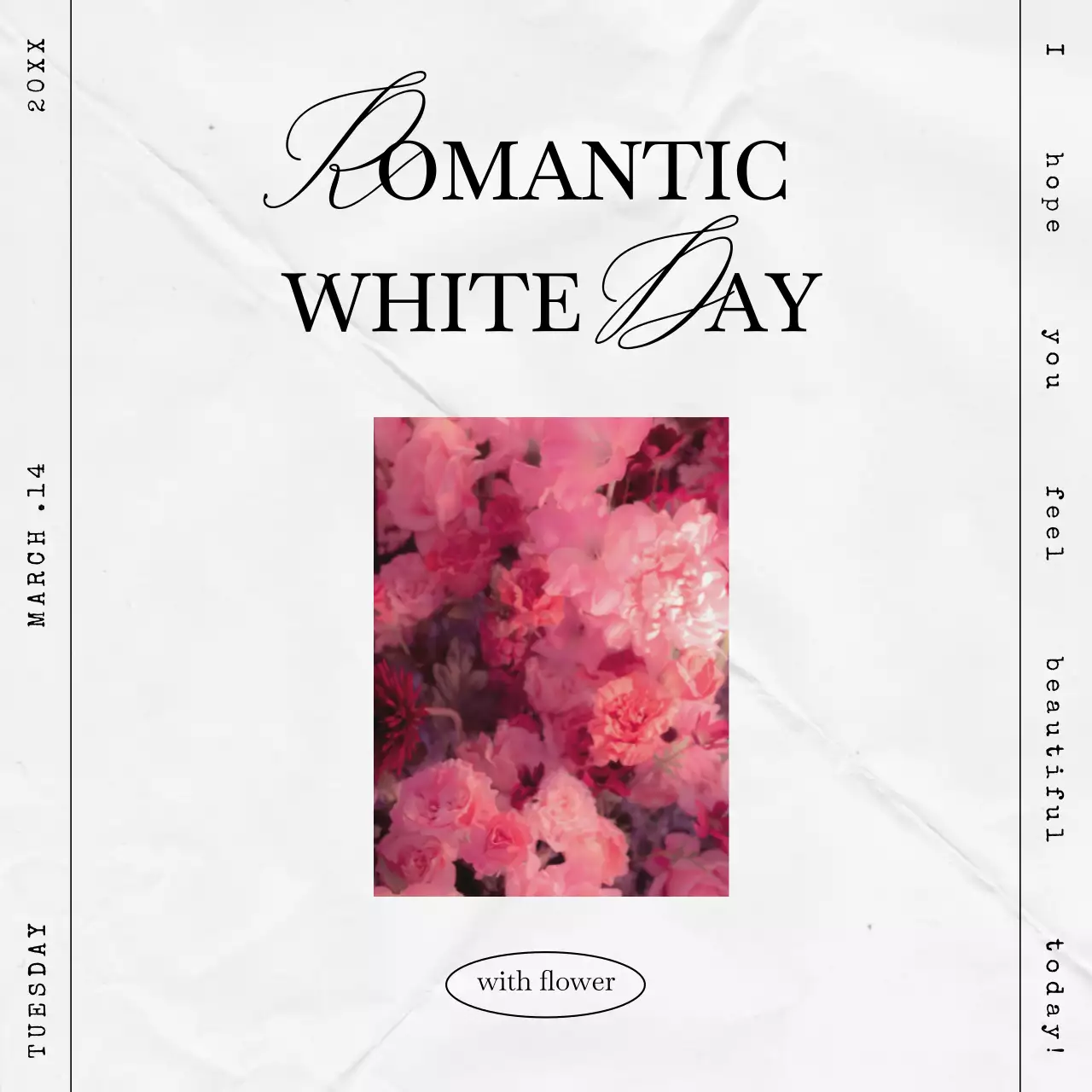 白黒 ロマンチック 花 ポスター