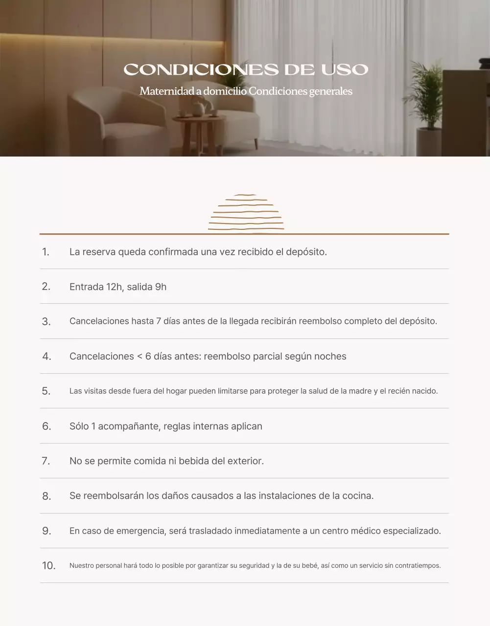 Promoción del centro de cuidados posparto de lujo Beige