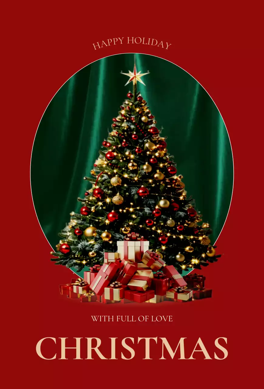 Kartu Natal Klasik Merah