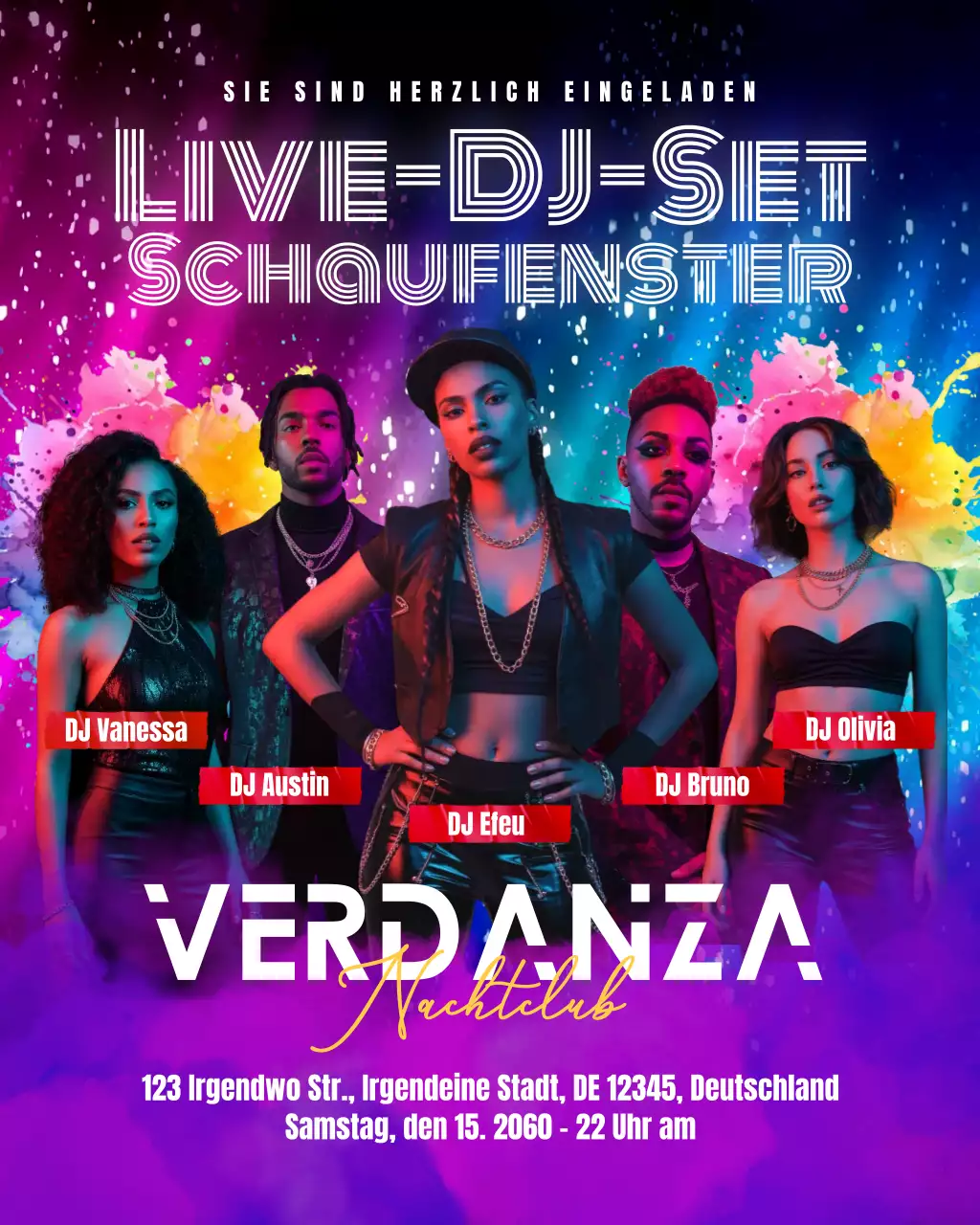 Beitrag zum trendigen Regenbogen-Neon-Nachtclub-Event