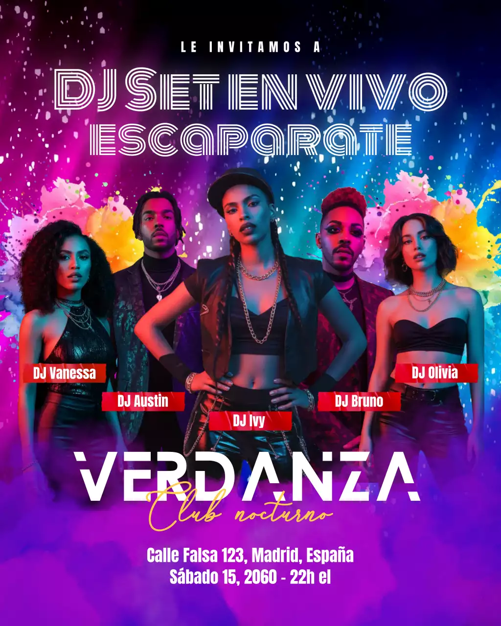 Publicación del evento del club nocturno de moda Rainbow Neon