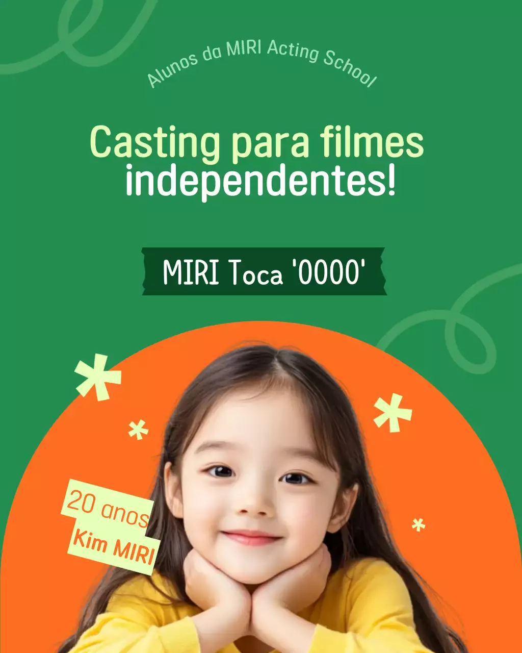Promoção de elenco para ator mirim Green Simple