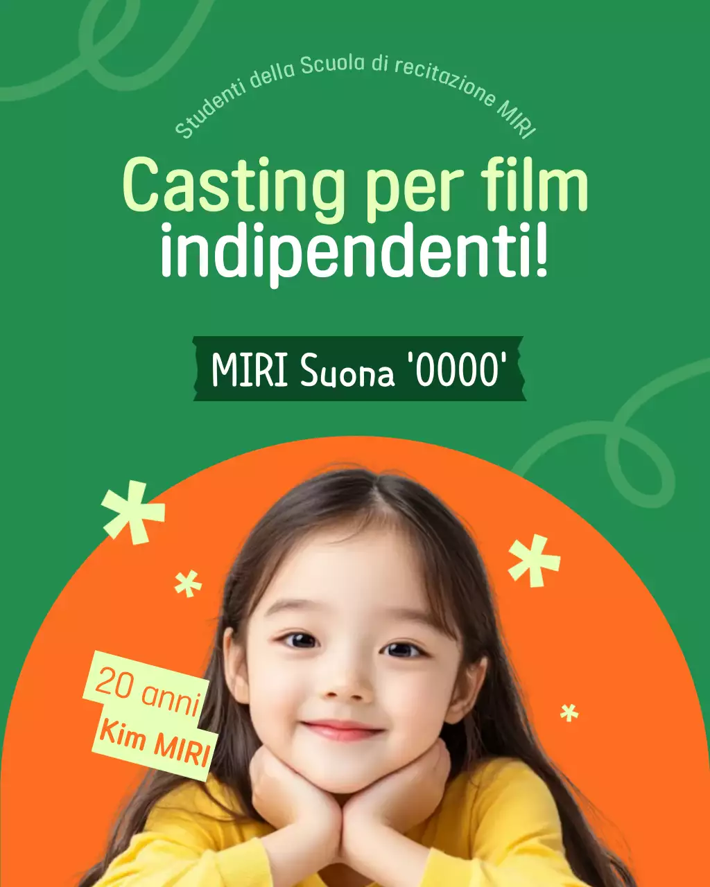 Promozione del casting per attori bambini Green Simple