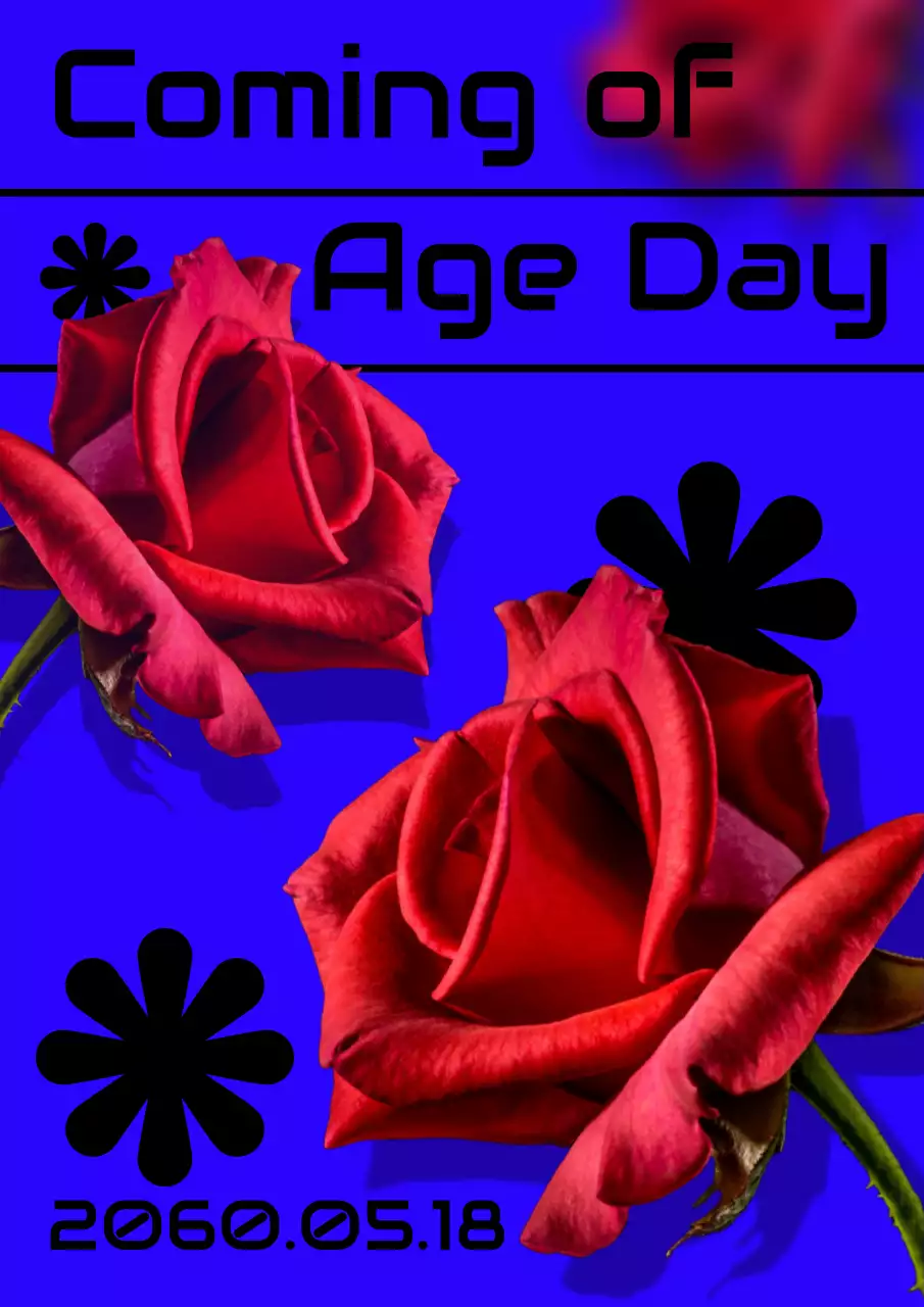 파란색과 빨간색의 강렬한 장미 컨셉의 발렌타인 데이 안내