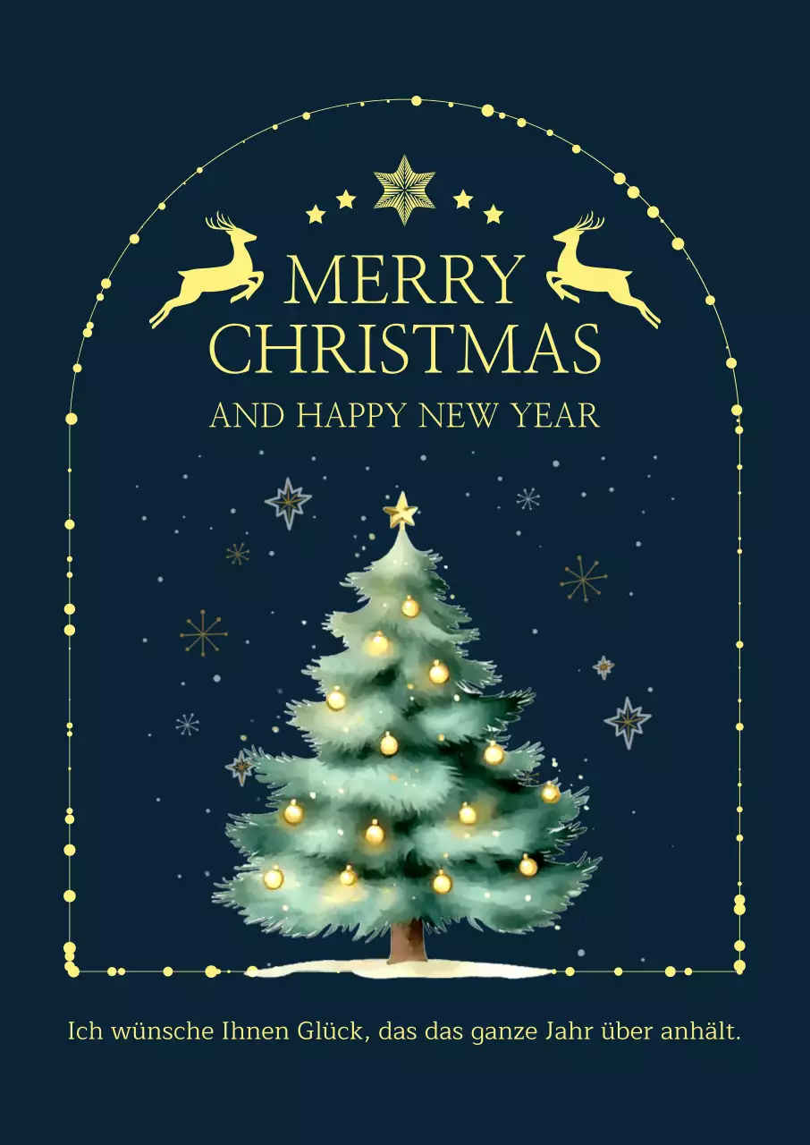 Klassische Weihnachtspostkarte in Marineblau