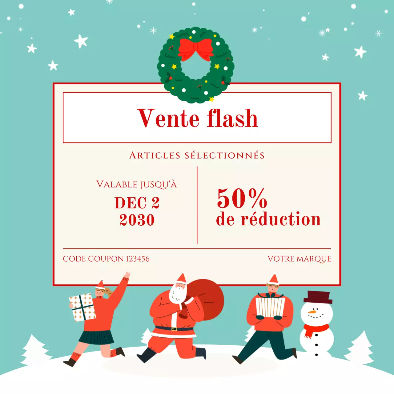 Promotion des soldes vertes pour les fêtes