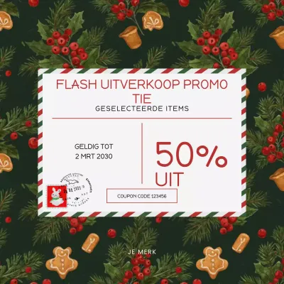 Groene feestelijke uitverkoop advertentiepost