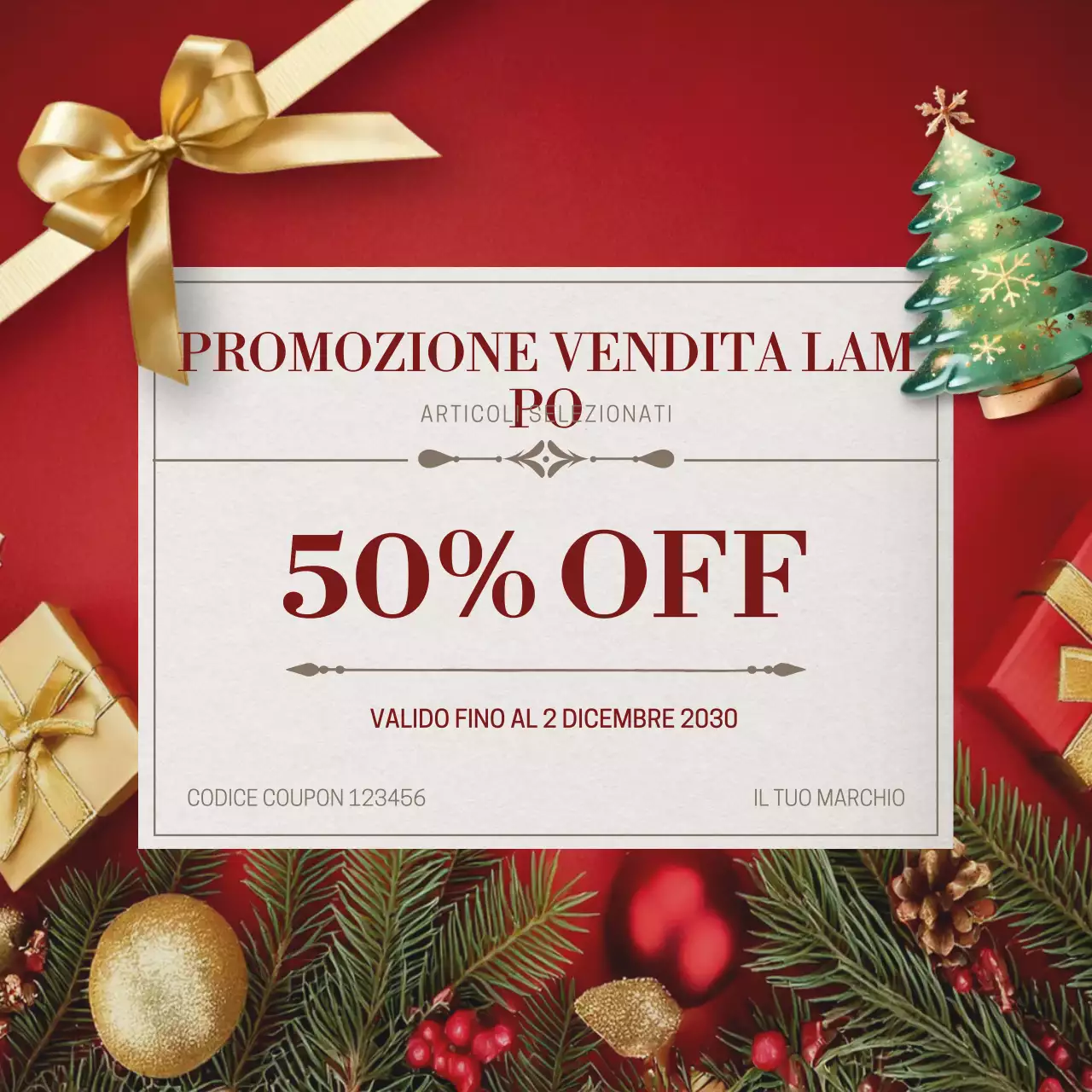 Post promozionale elegante rosso per le feste