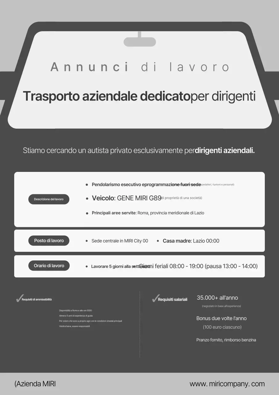 Avviso di reclutamento per un articolo di performance grigio pulito e ordinato