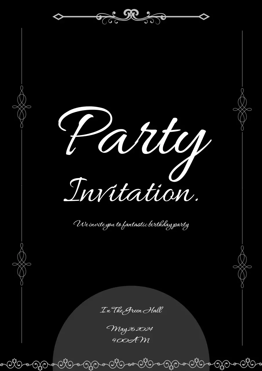 검은색의 고급진 컨셉의 필기체 초대장