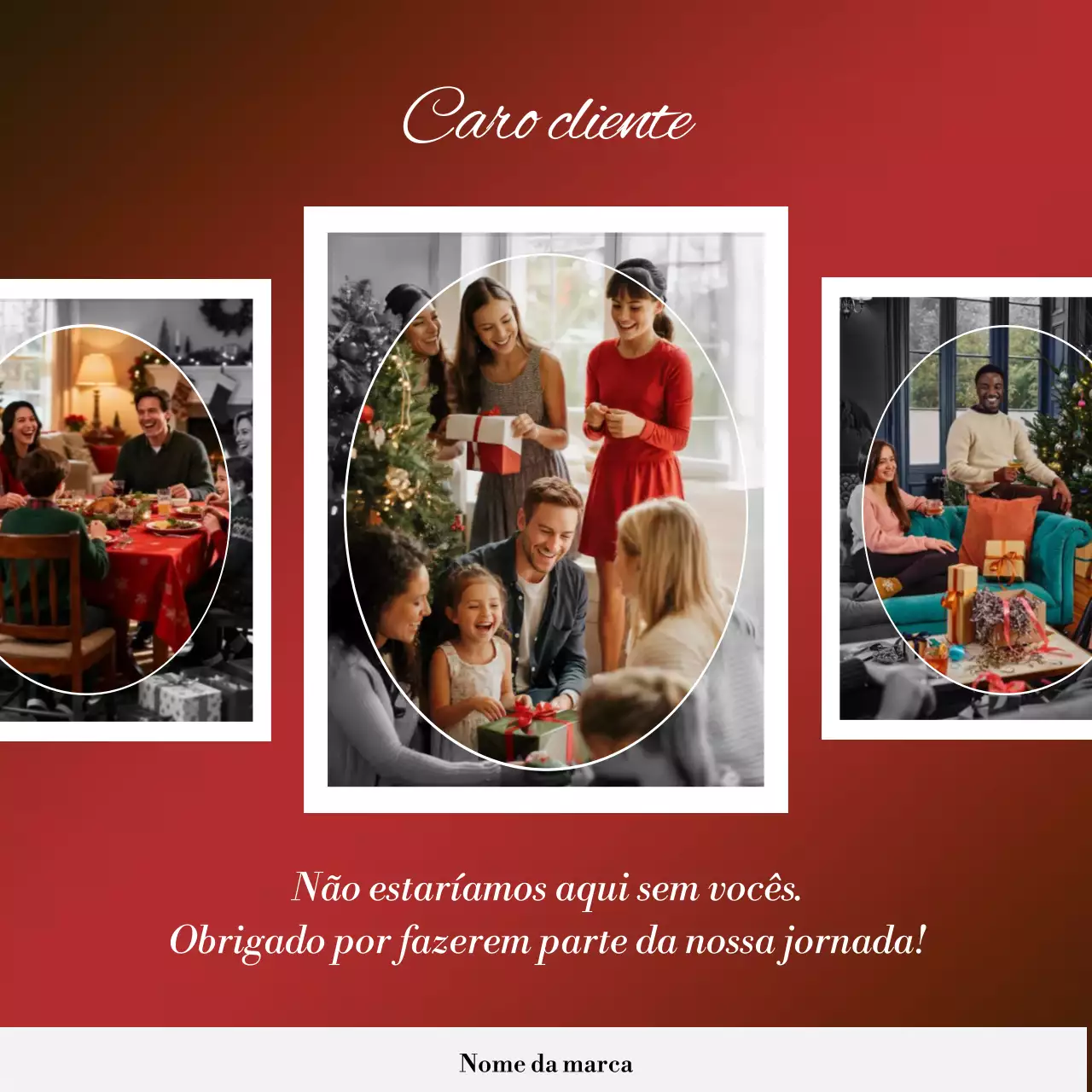 Cartão de Natal Clássico Moderno em Vermelho e Branco para Redes Sociais (Quadrado)