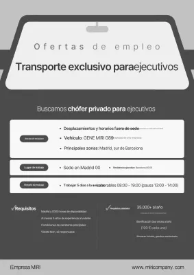 Aviso de contratación para un artículo de rendimiento gris, pulcro y ordenado