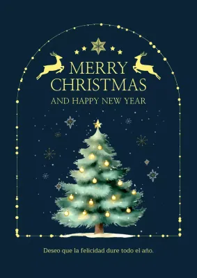 Postal navideña clásica azul marino
