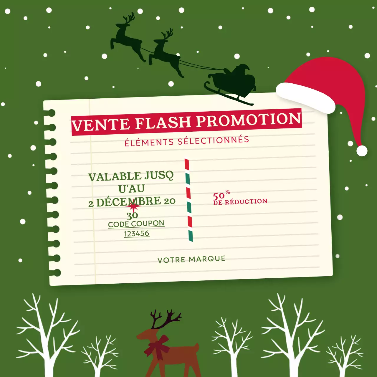 Promotion des soldes vertes pour les fêtes