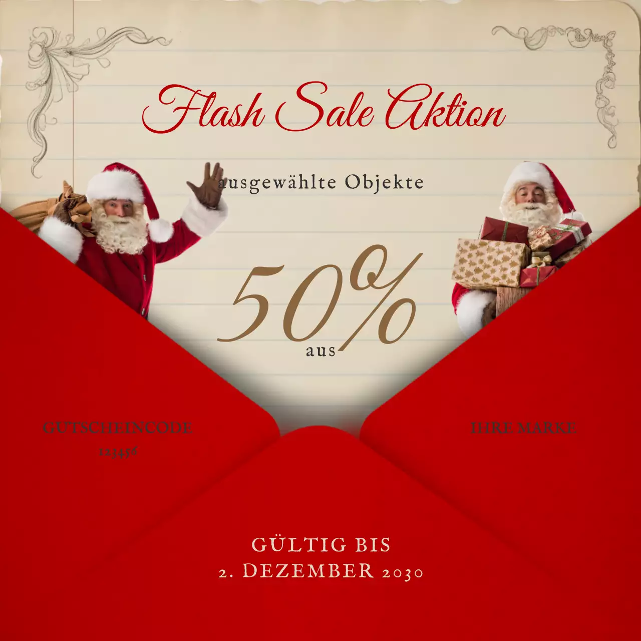 Roter moderner Verkaufsanzeigen-Post