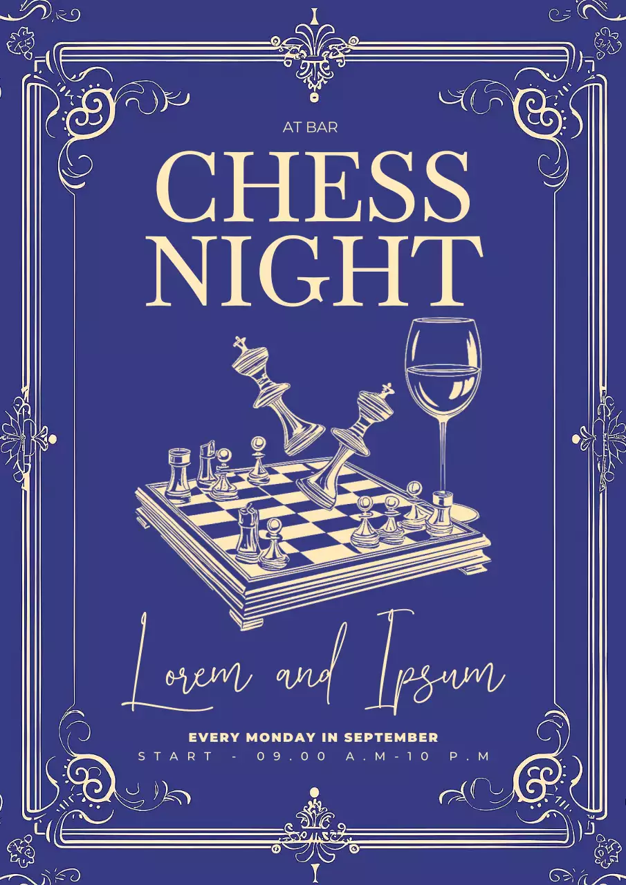 Blue Elegant Chess Event Poster