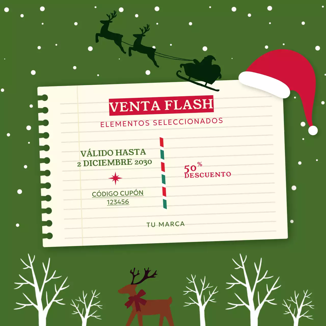 Publicación de promoción de la venta festiva verde