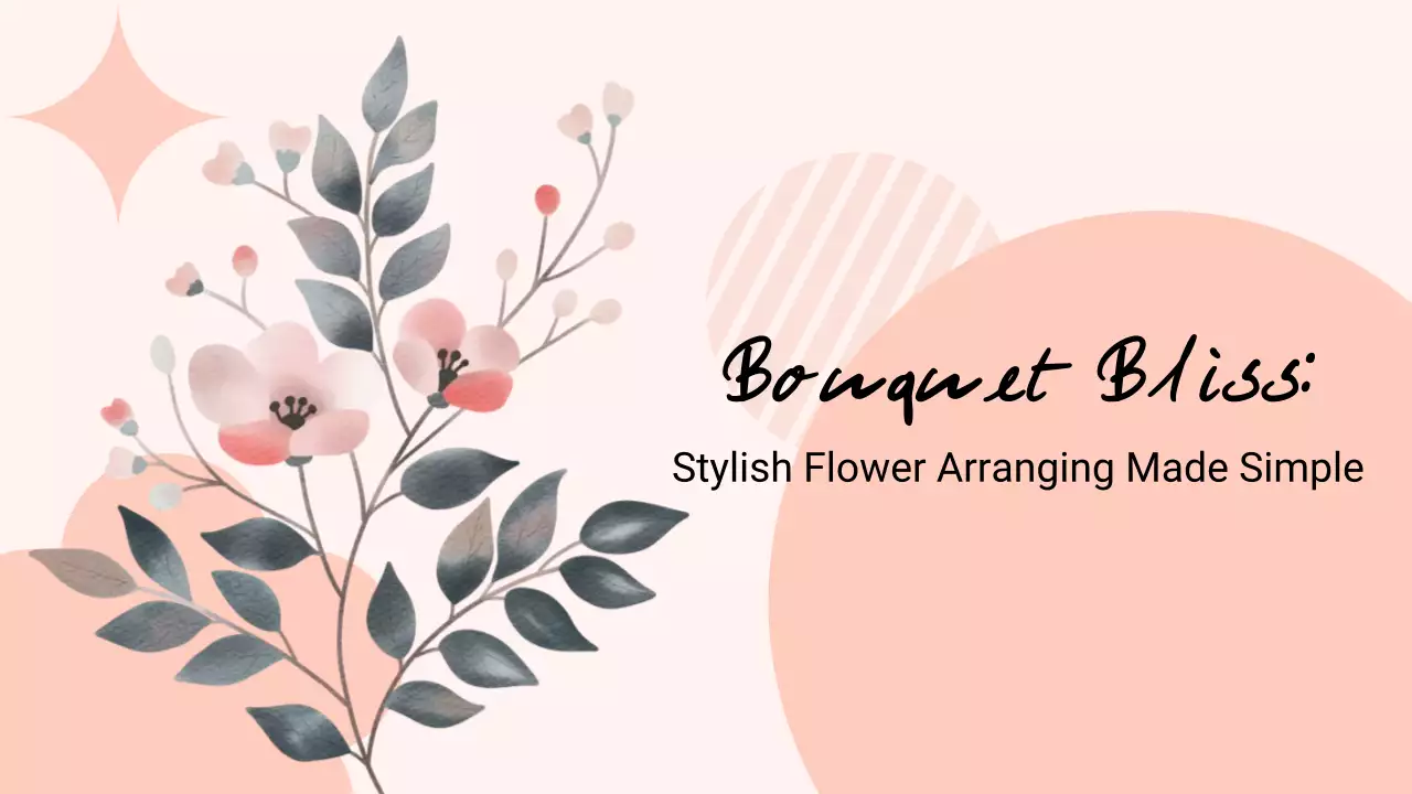 수채화 꽃다발과 함께 핑크 톤의 블리스 꽃다발 프레젠테이션