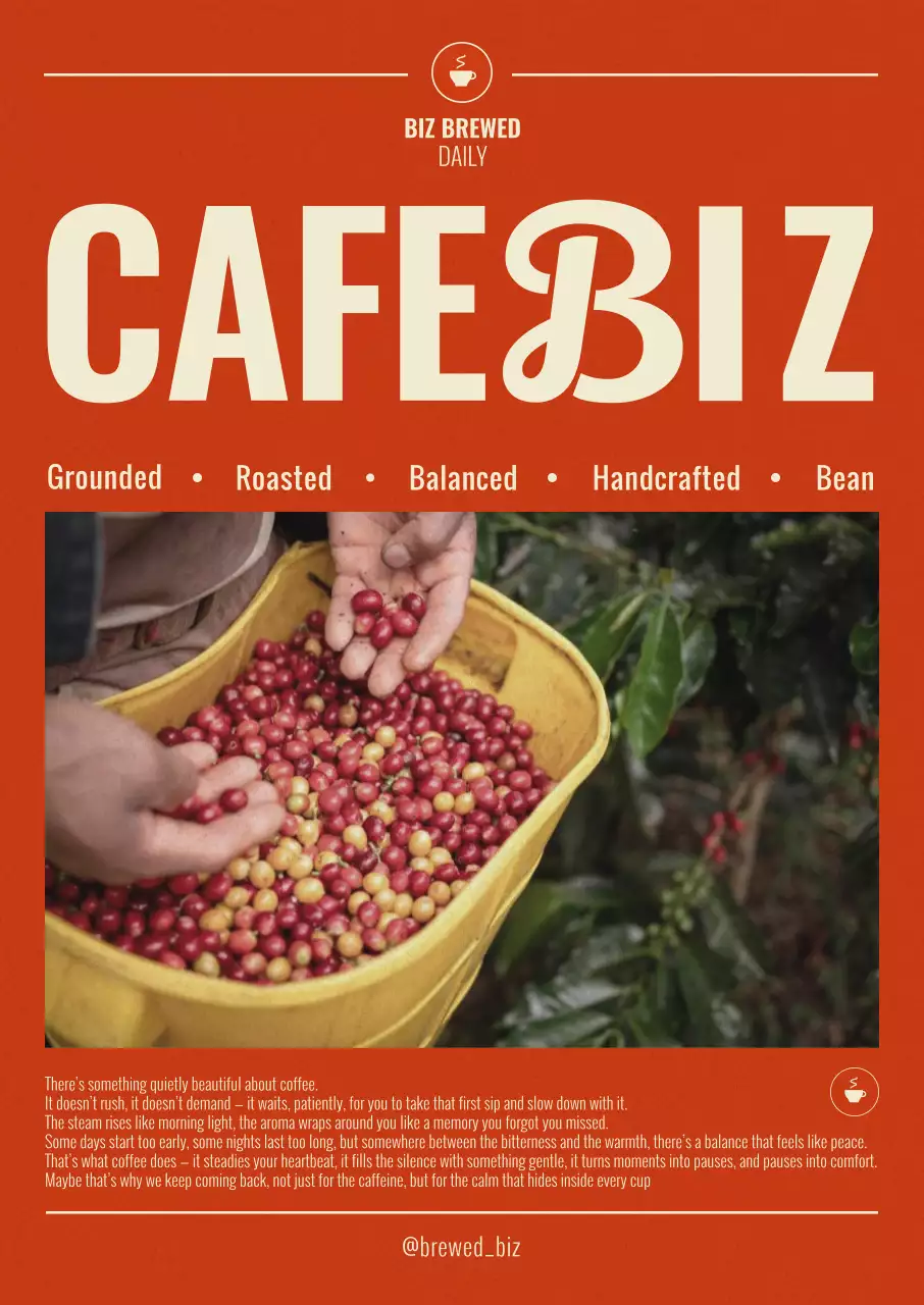 주황 빈티지 커피 광고