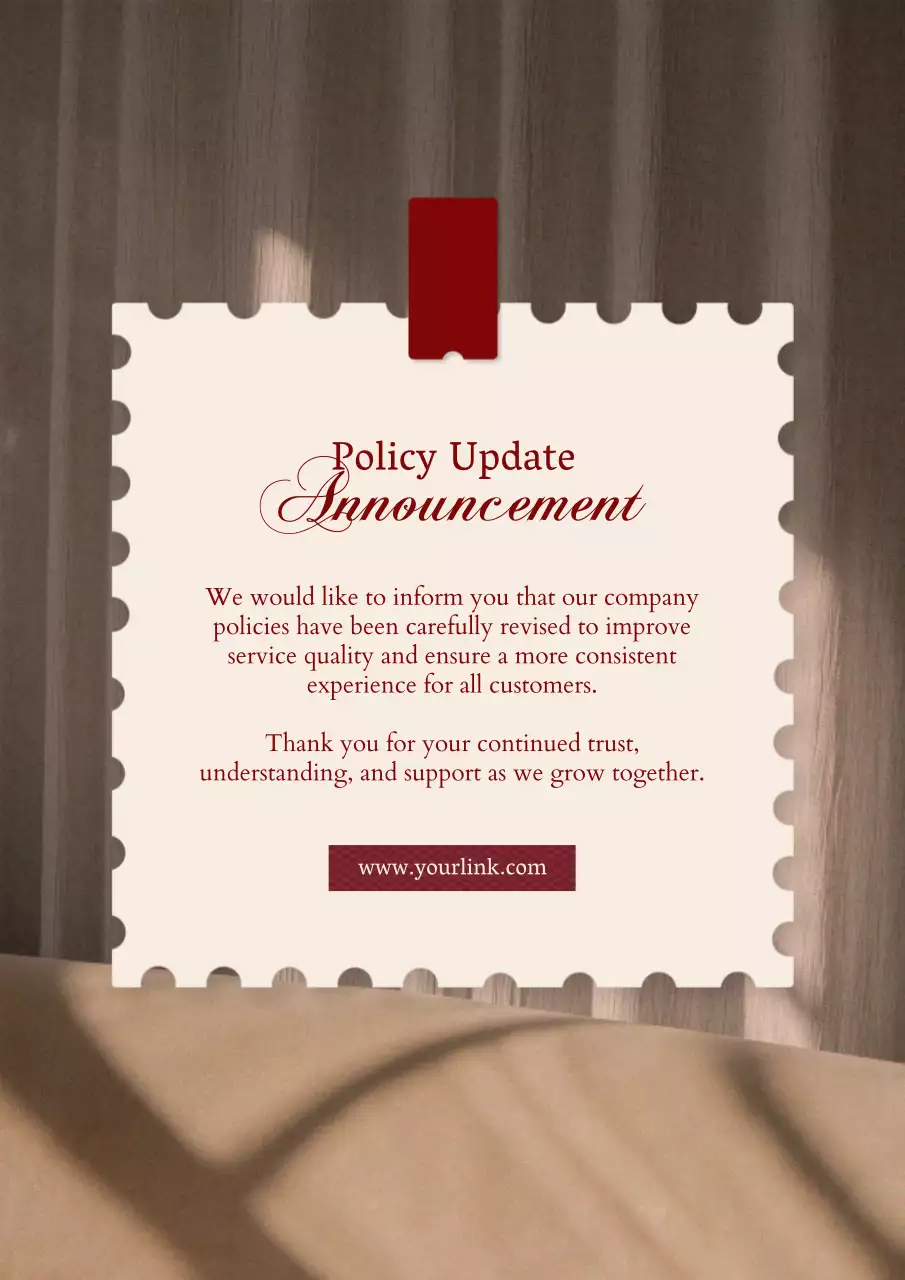 Beige Elegant Policy Announcement Poster