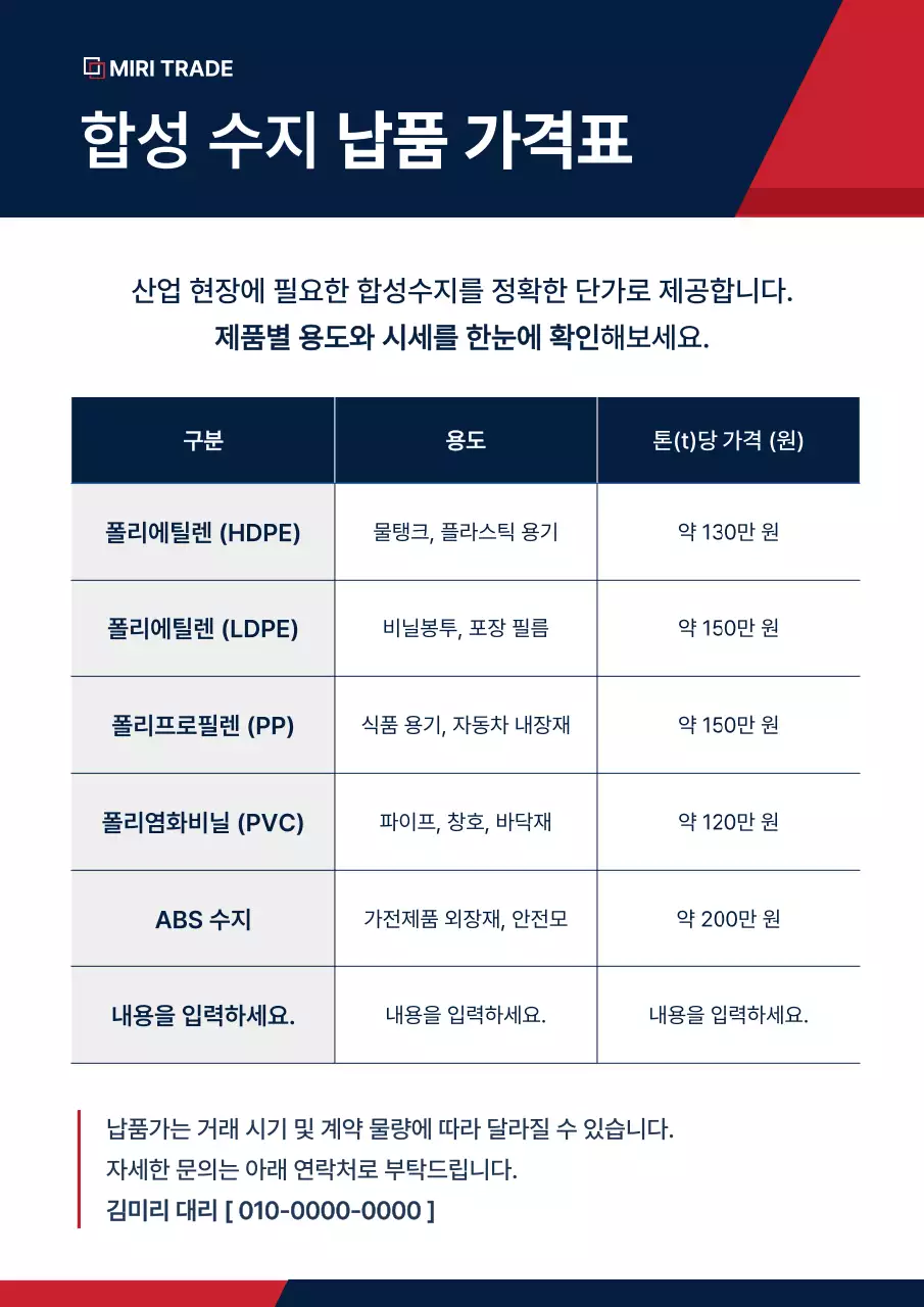 파랑 깔끔 산업 가격표 안내