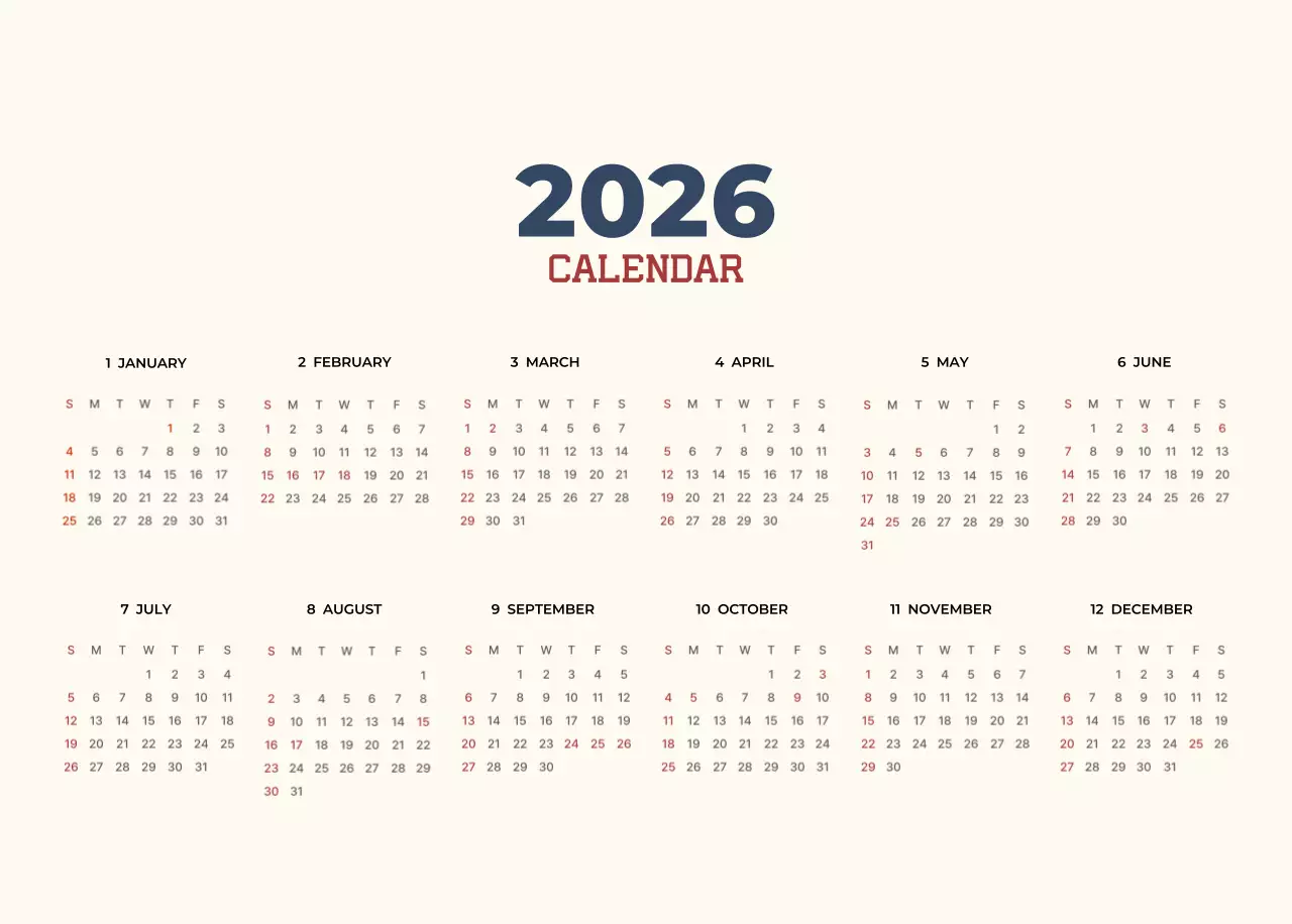 베이지 모던 달력 안내