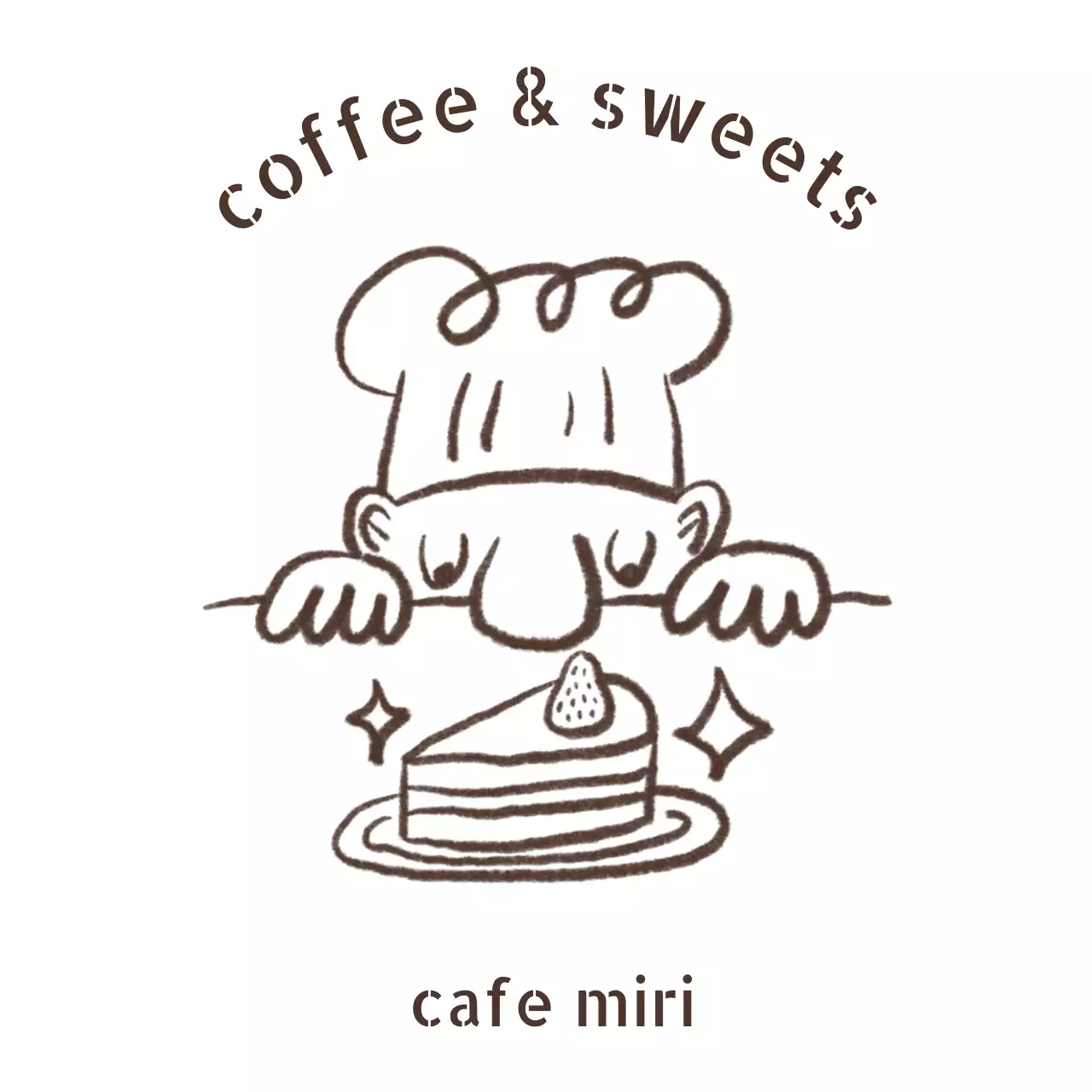 茶色 手書き カフェ プラカップ イラストロゴ