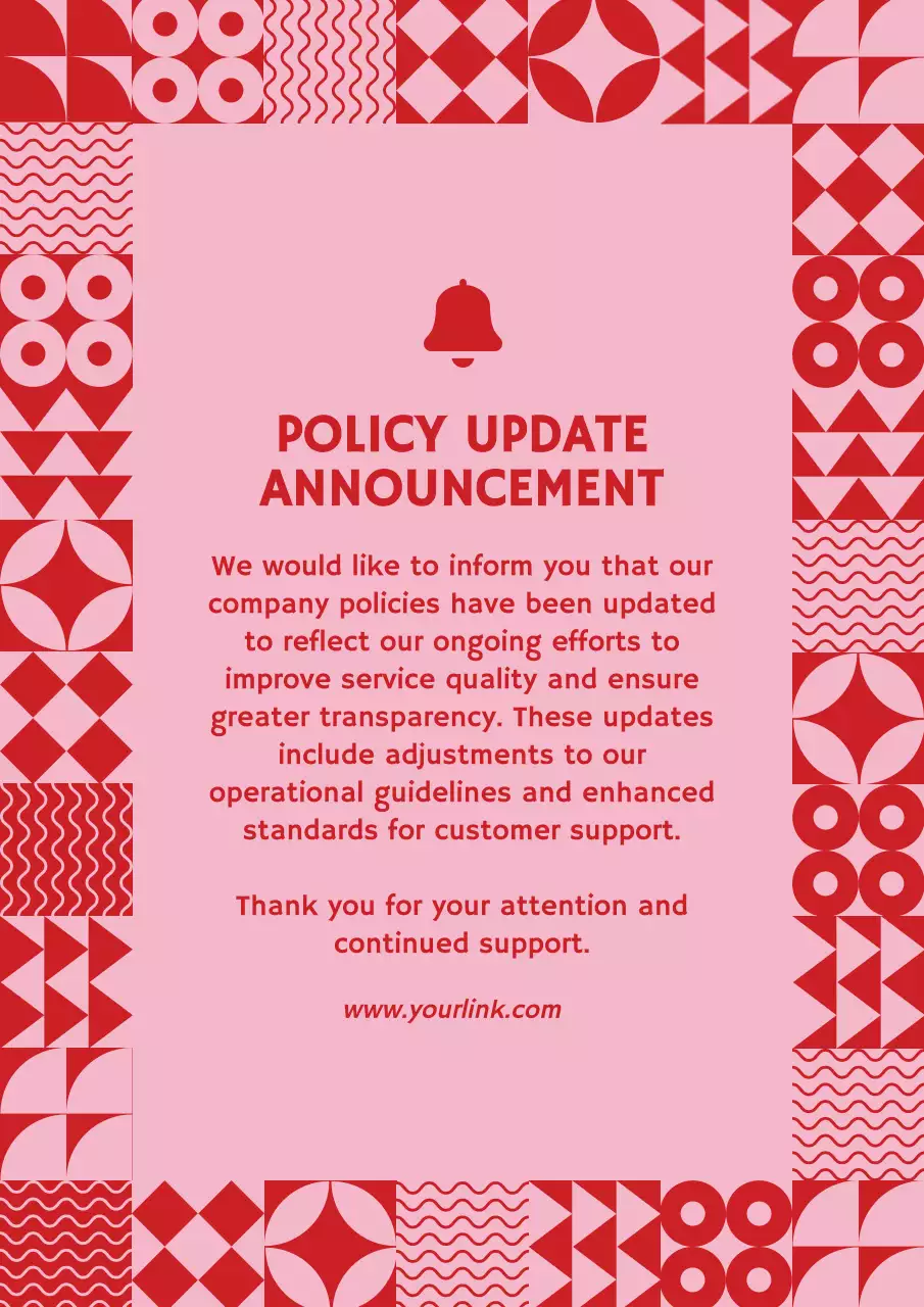 Red Geometric Policy Announcement Poster