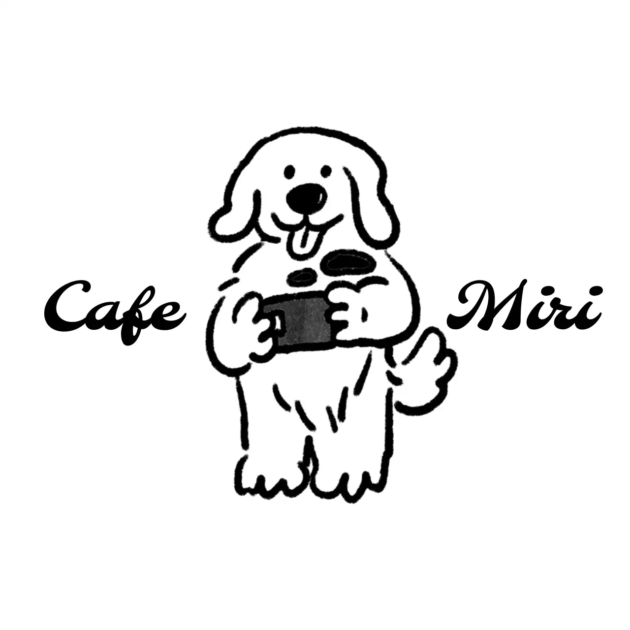 白黒 かわいい カフェ プラカップ イラストロゴ