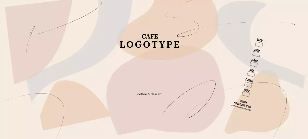 ベージュ シンプル カフェ メニュー