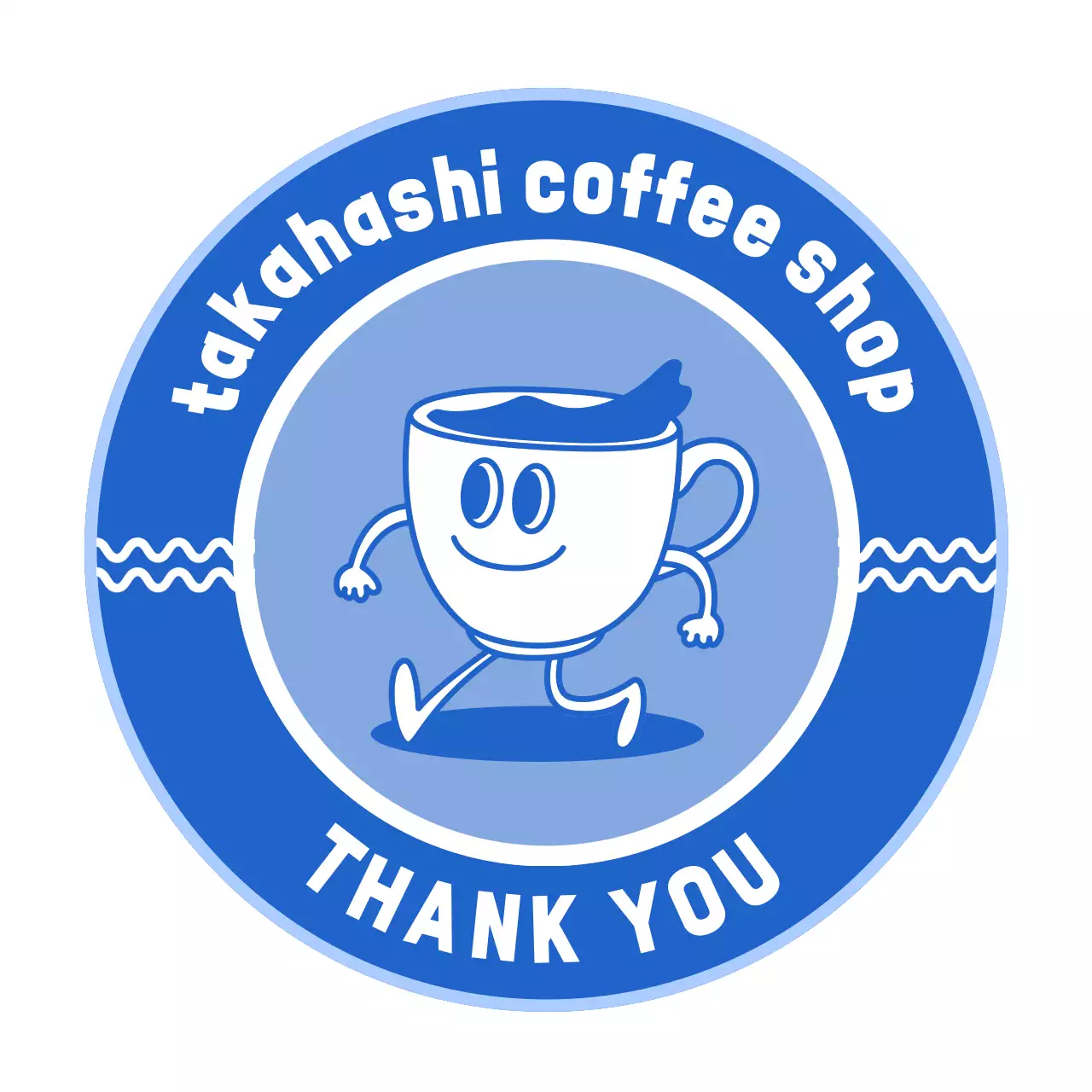 青 かわいい コーヒーショップ ロゴ キャラクター