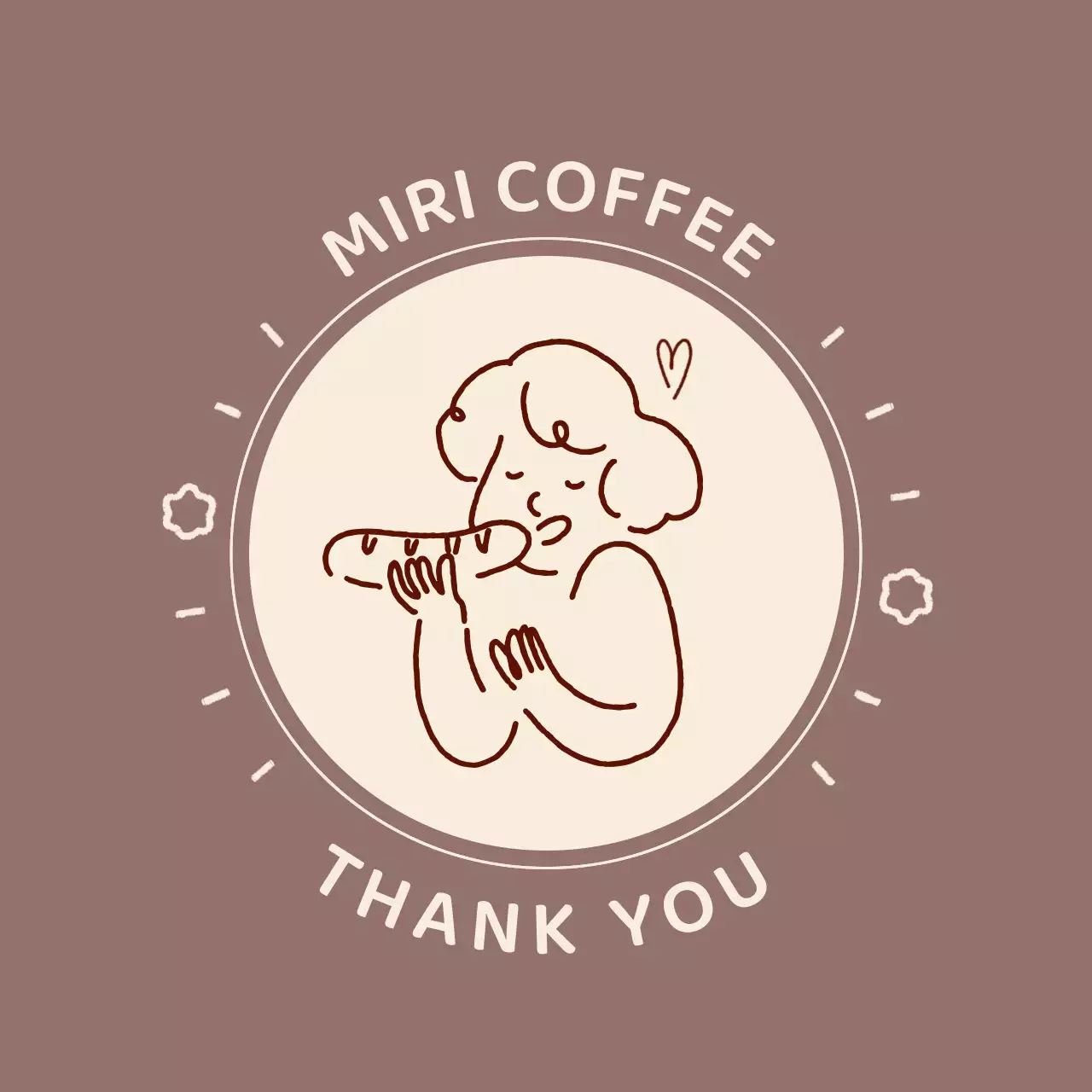 茶色 シンプル カフェ シール キャラクター