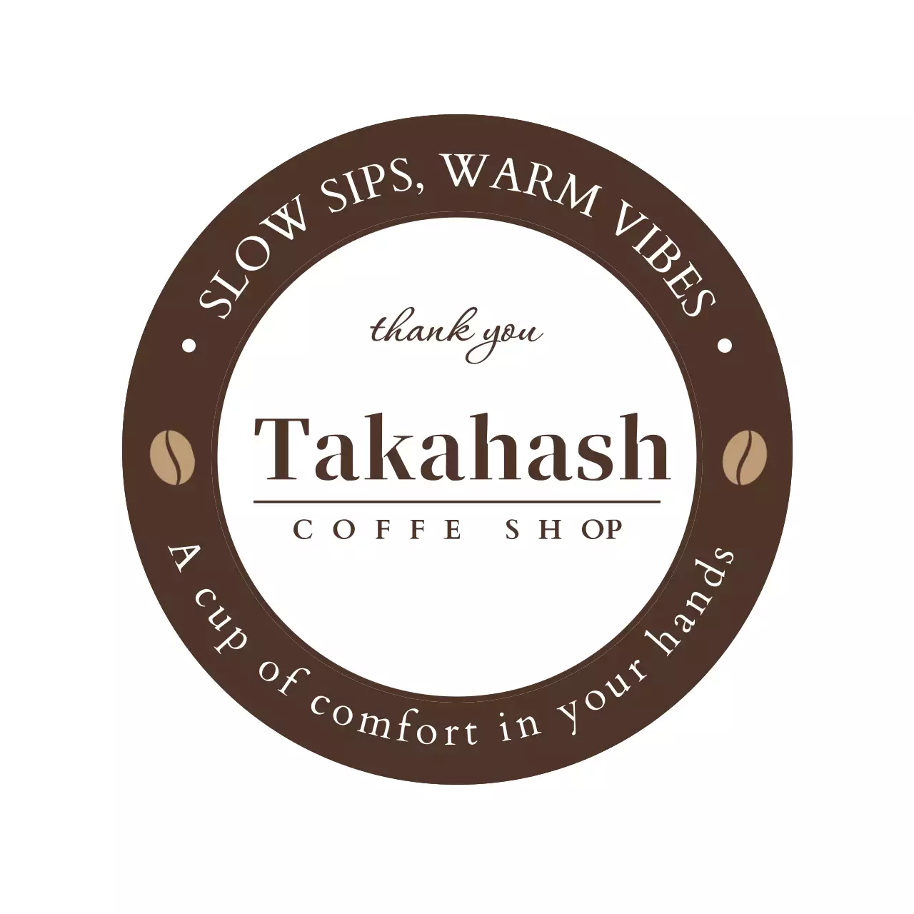 茶色 シンプル コーヒー ロゴ テキスト