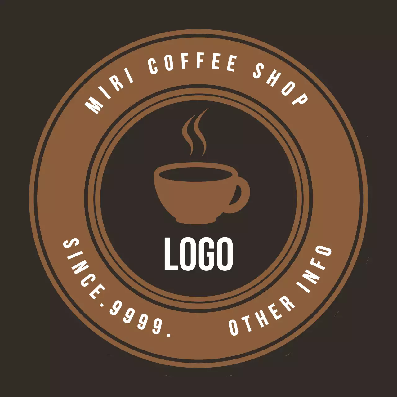 茶色 シンプル コーヒーショップ ロゴ テキスト
