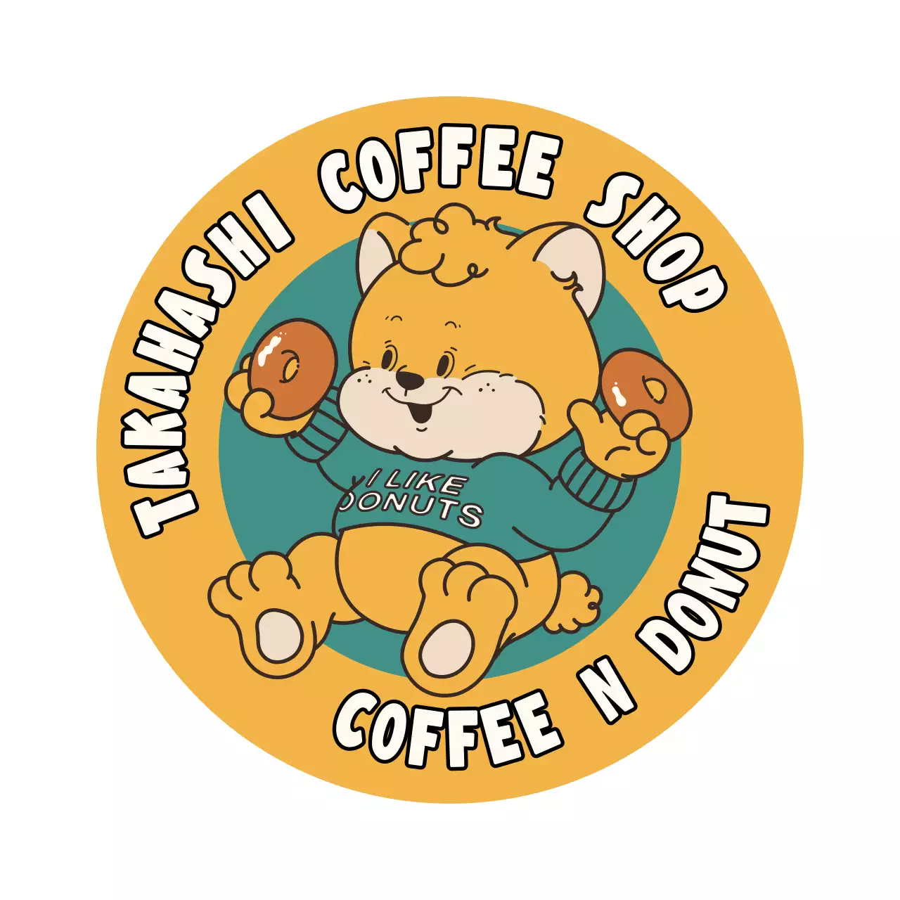 黄色 かわいい カフェ ロゴ キャラクター