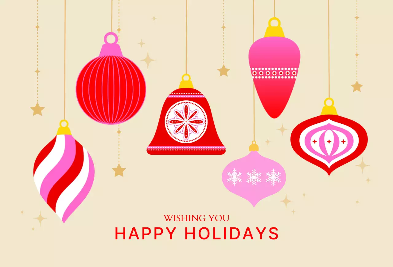 아이보리색 화려한 크리스마스 오너먼트 카드