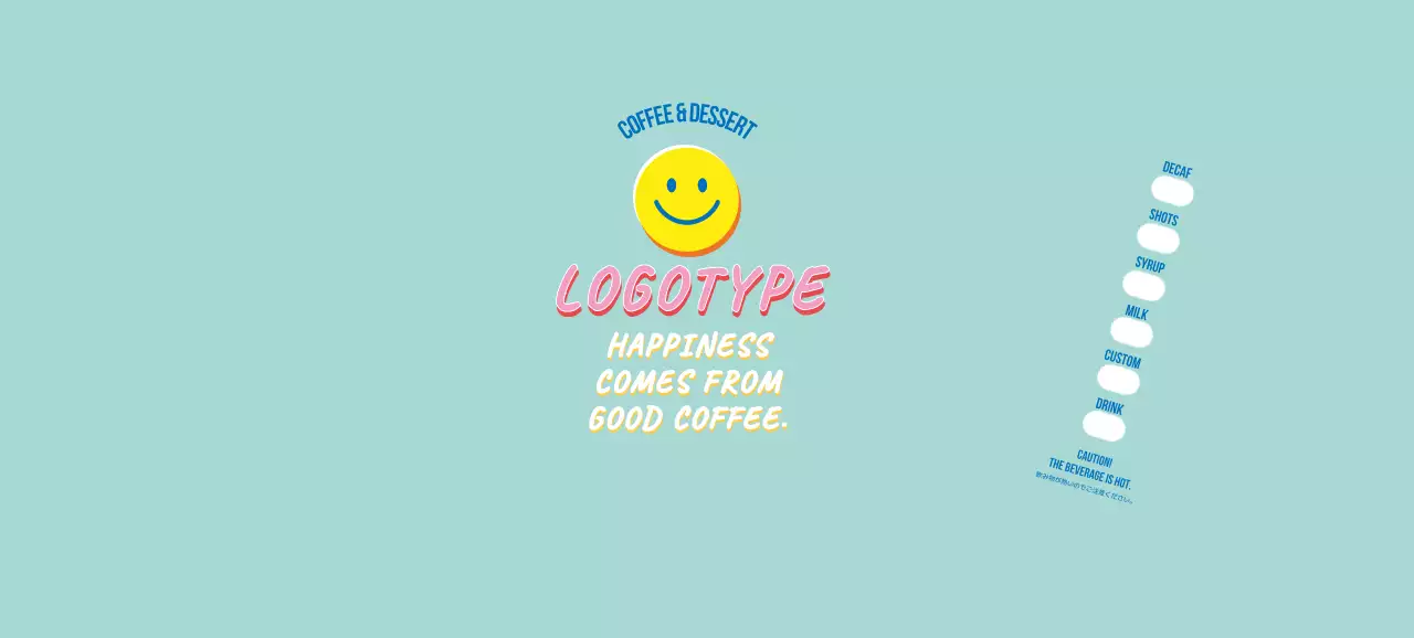 水色 ポップ コーヒー ラベル