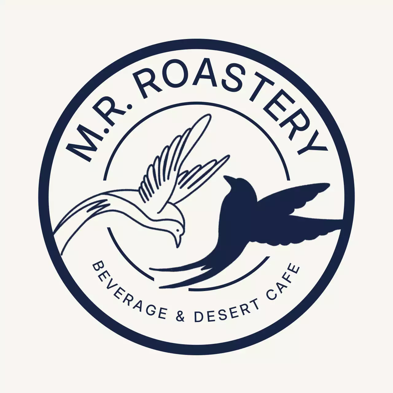 ネイビー シンプル カフェ ロゴ イラストテキスト