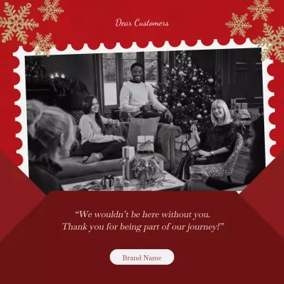 Red and White Modern Minimalist Christmas Greeting Social Media Square