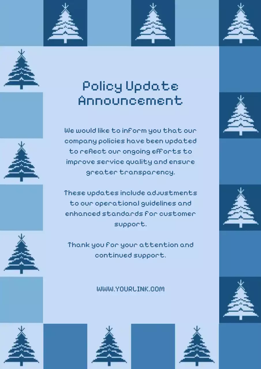 Blue Retro Policy Announcement Poster