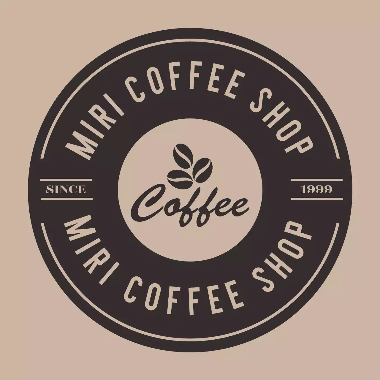 ベージュ クラシック コーヒーショップ ロゴ テキスト