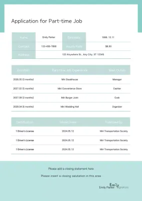 Mint Simple Job Application