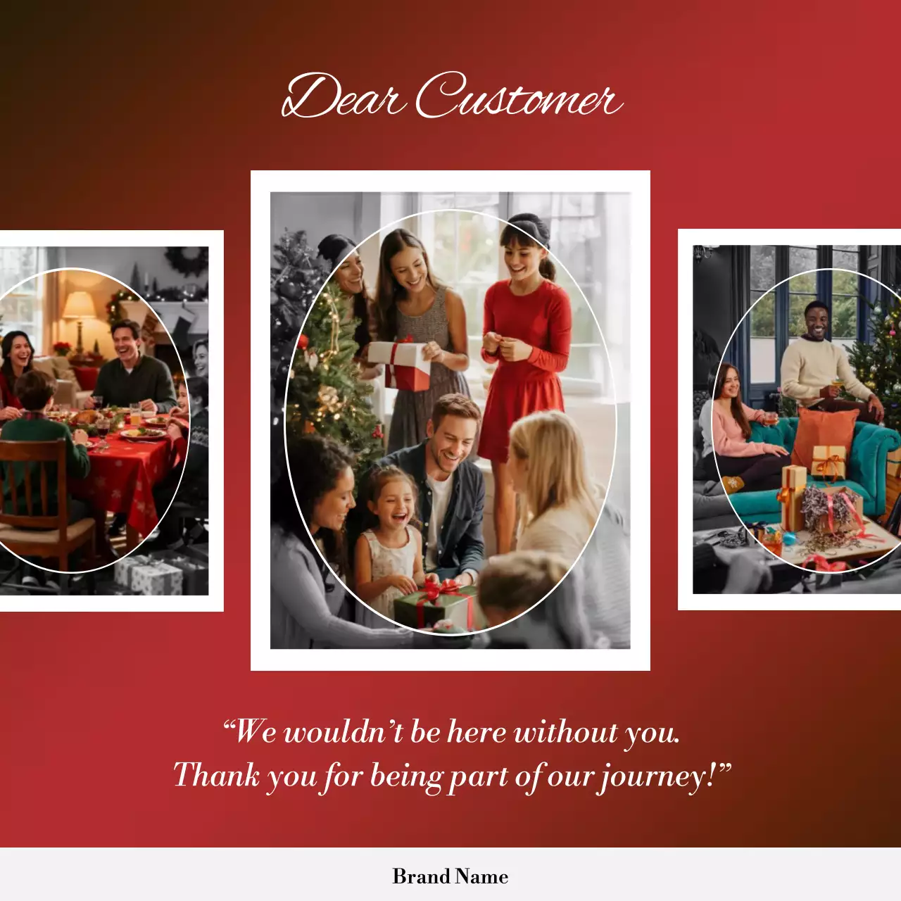 Red and White Classic Modern Christmas Greeting Social Media Square