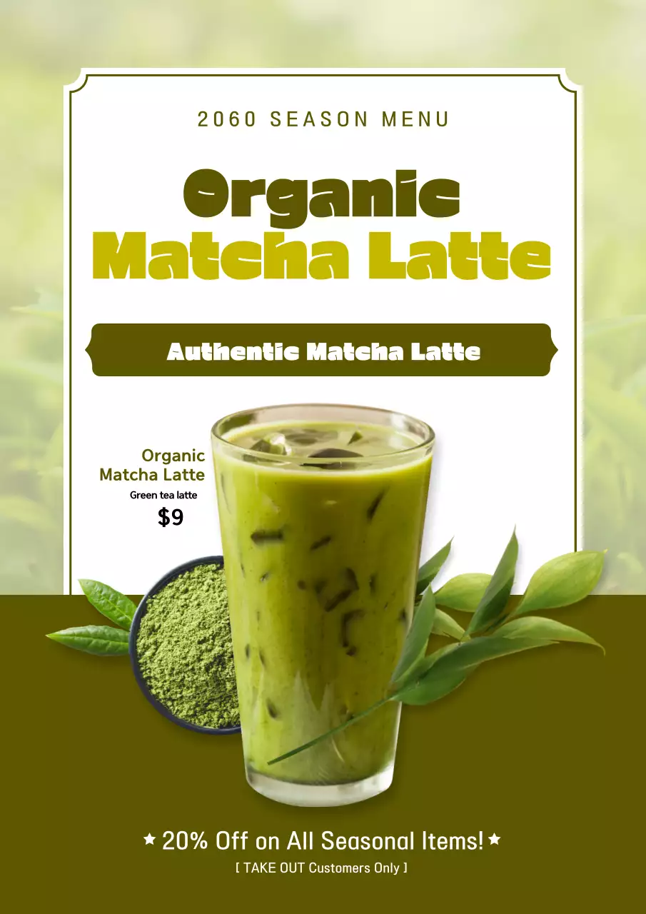 Green Modern Matcha Promotion Poster