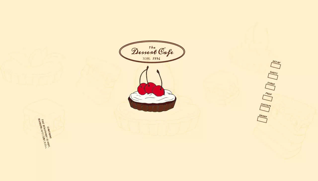 ベージュ シンプル カフェ ラベル