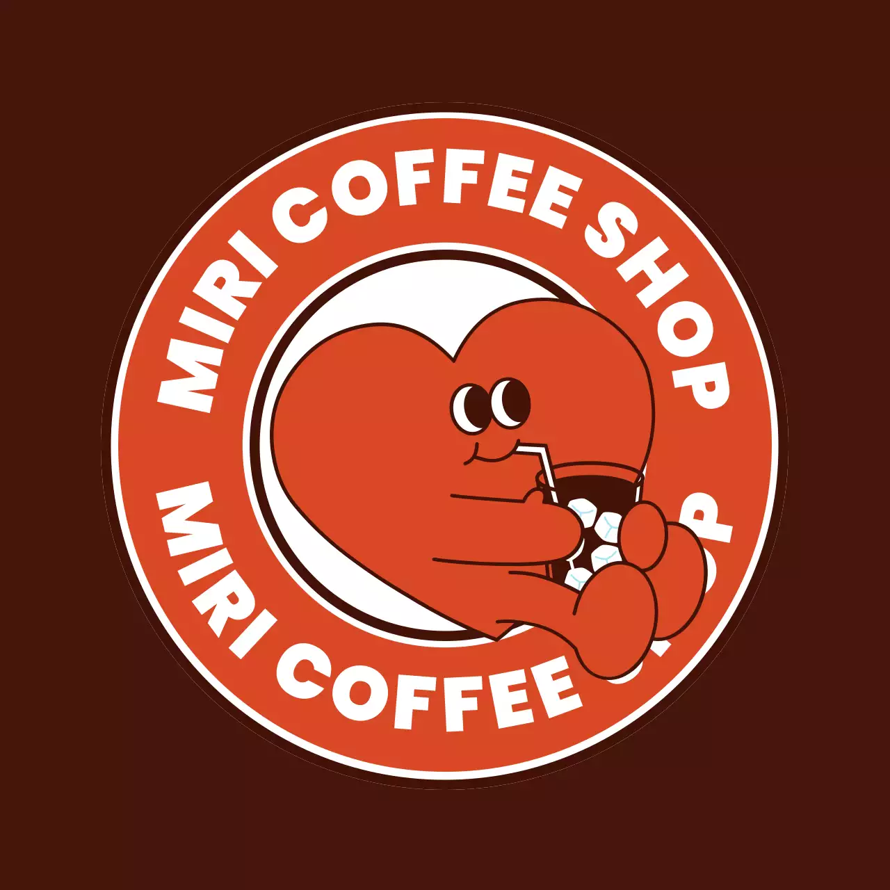 茶色 ポップ コーヒーショップ ロゴ キャラクター