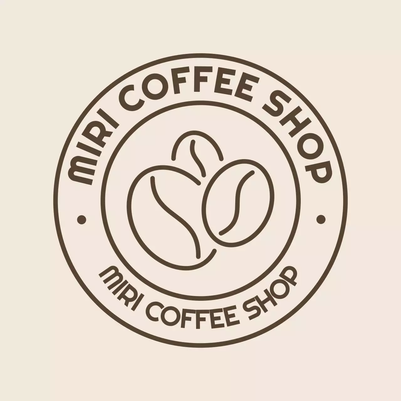 ベージュ シンプル コーヒー ロゴ イラストテキスト