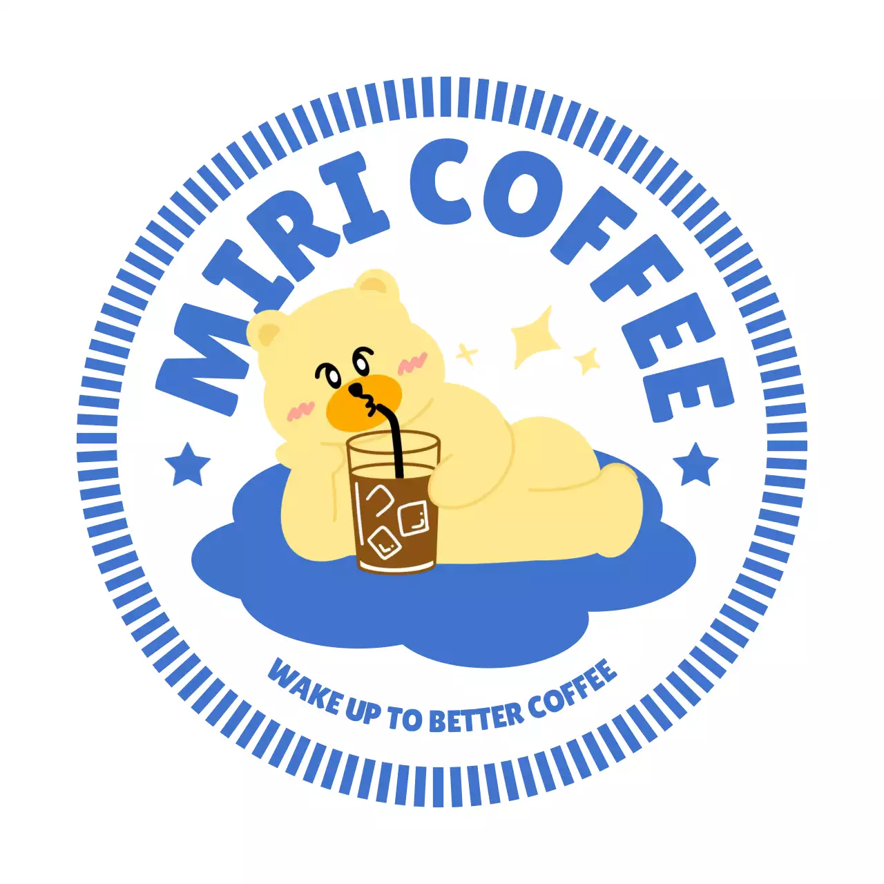 青 かわいい コーヒー ロゴ キャラクター