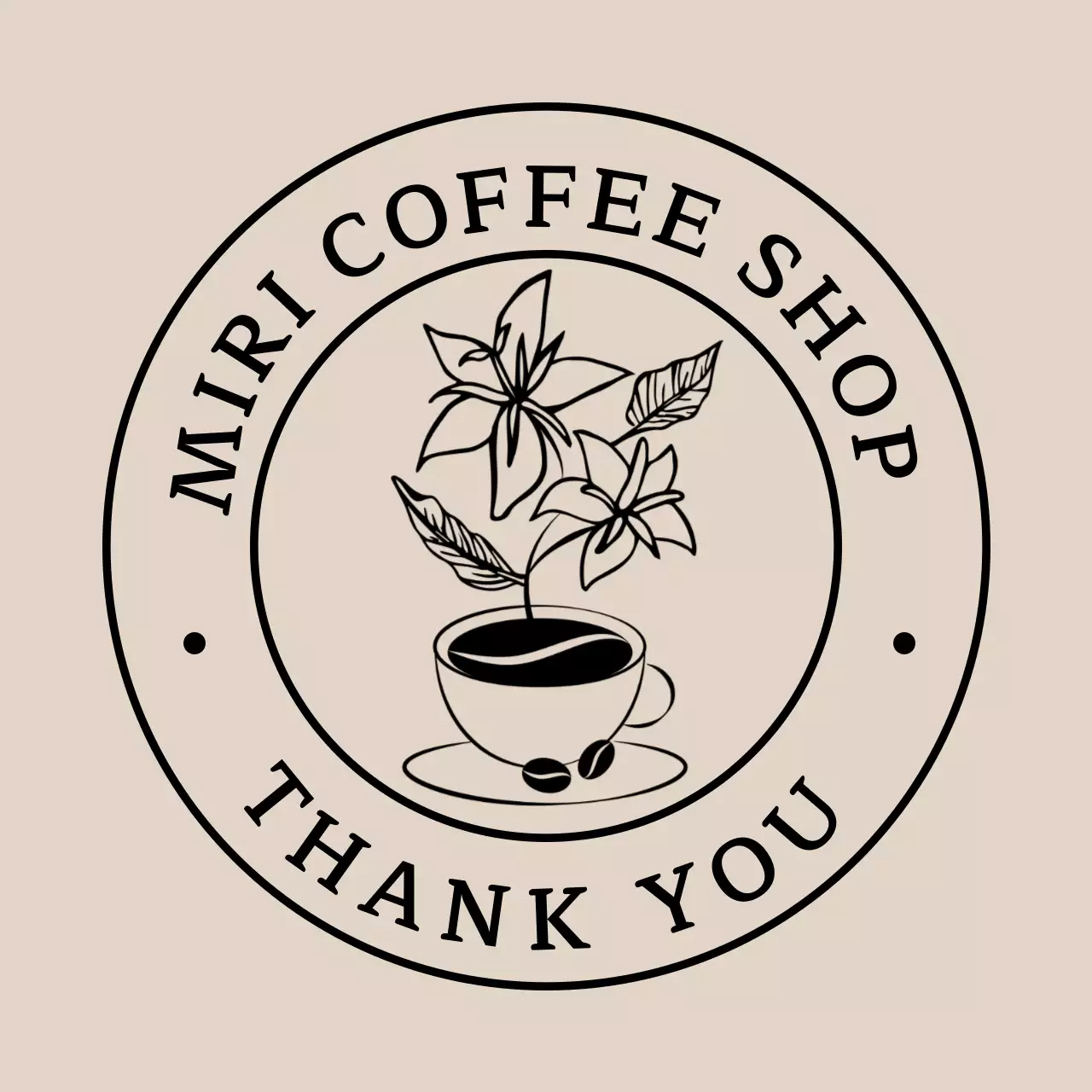 ベージュ シンプル カフェ シール イラストテキスト