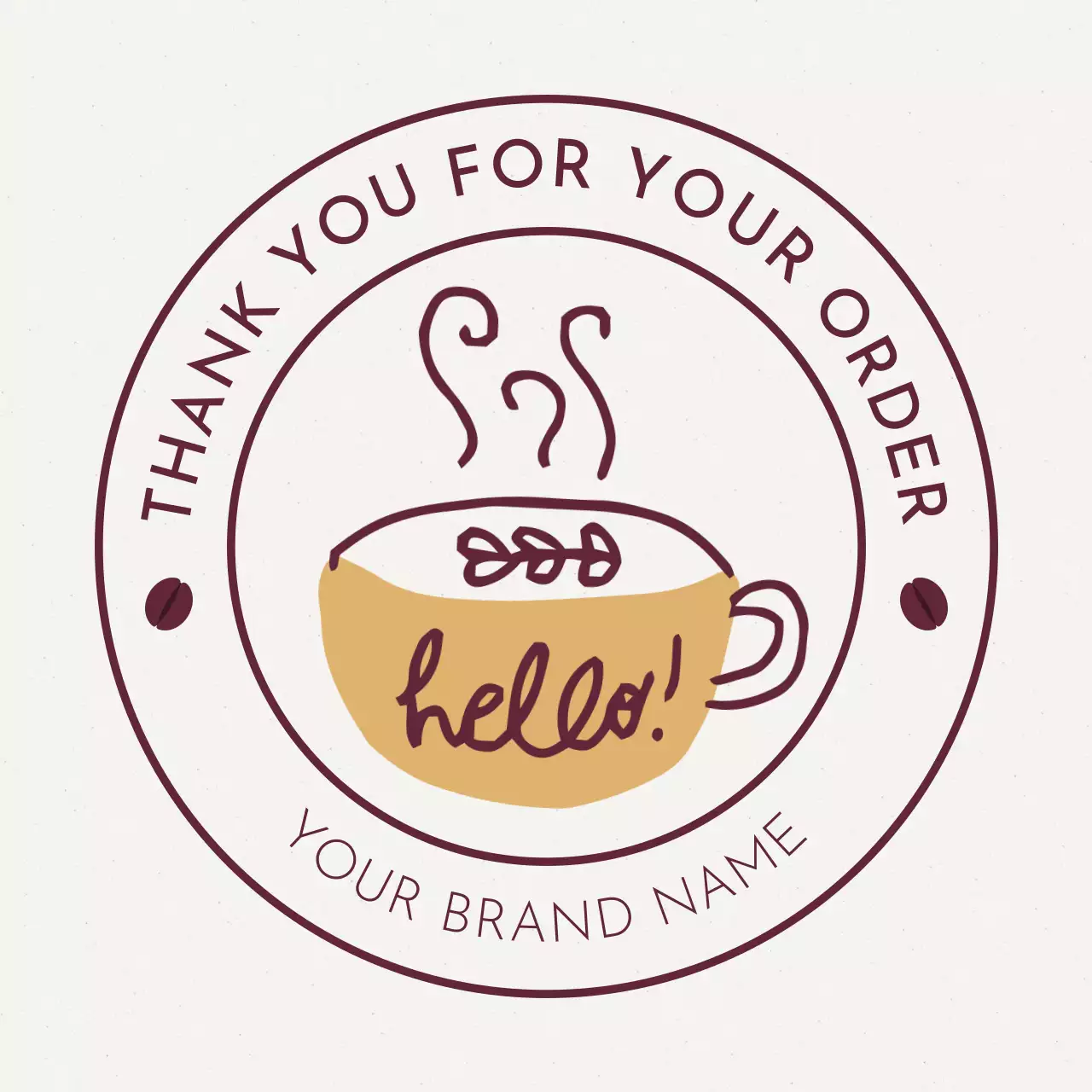 茶色 シンプル カフェ シール イラストテキスト